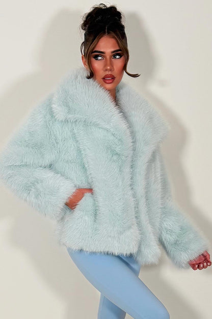 Faux Fur Jacket Baby Blue