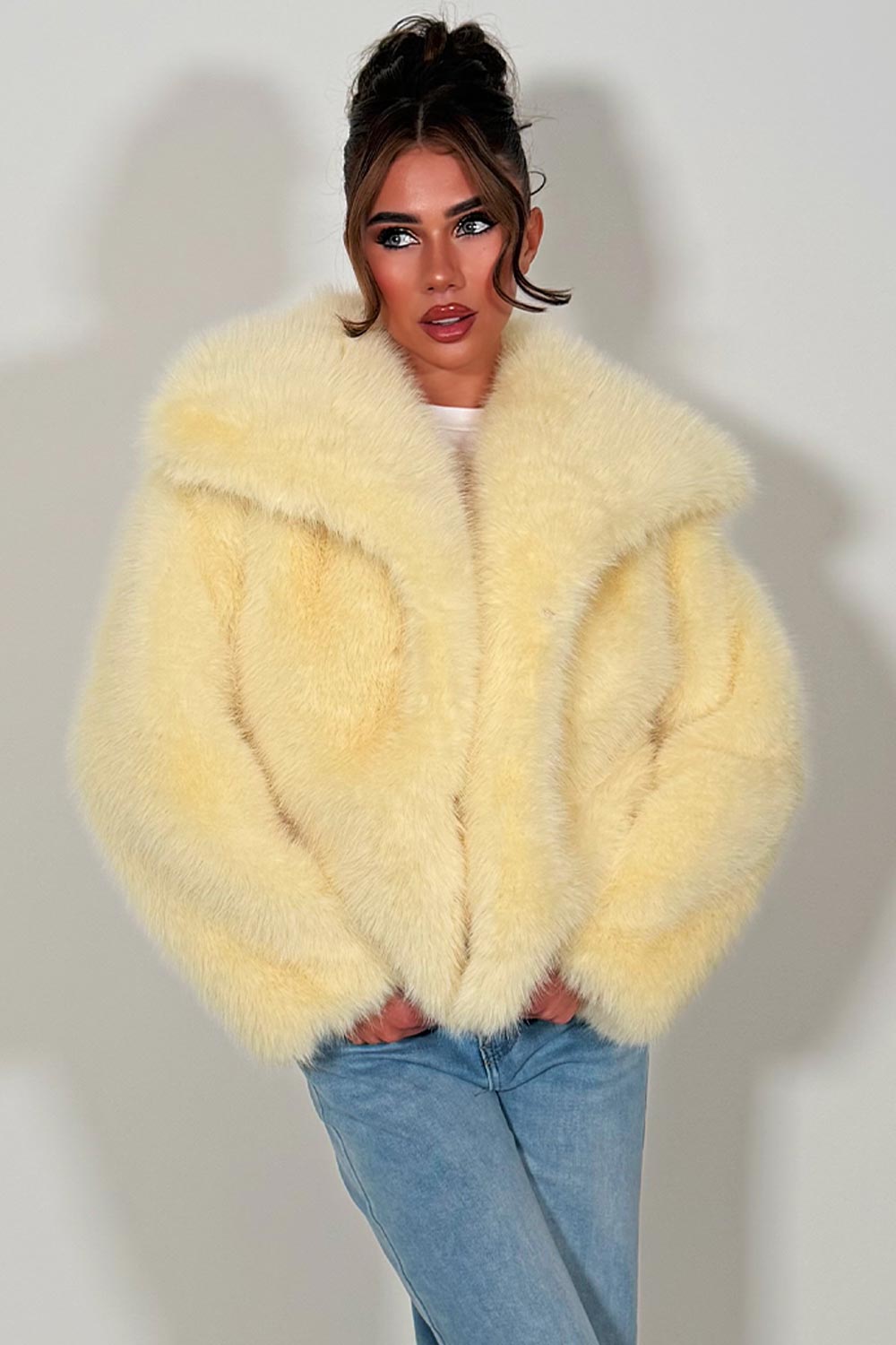 Faux Fur Jacket Baby Yellow