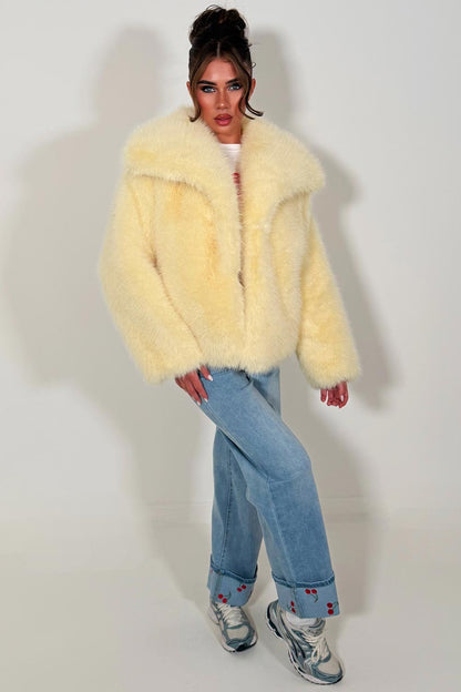 Faux Fur Jacket Baby Yellow
