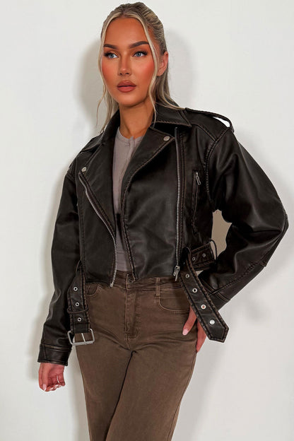 Brown Faux Leather Jacket