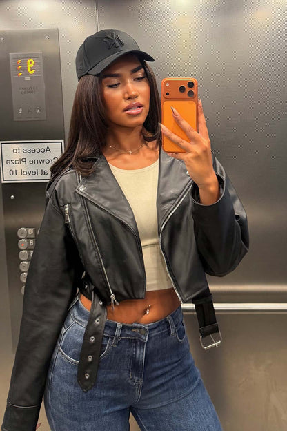 Faux Leather Jacket Black