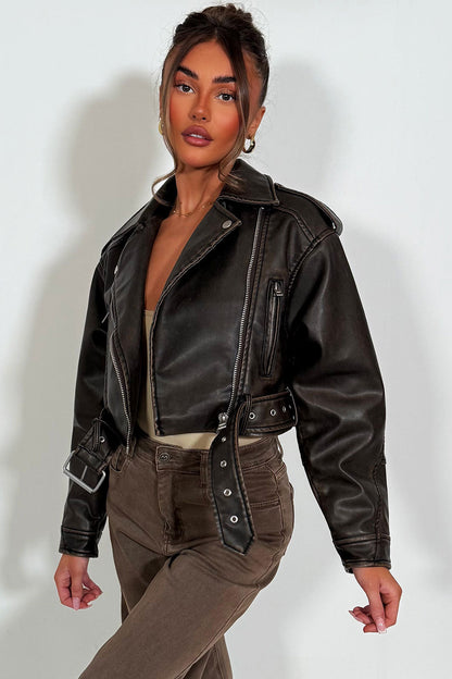 Brown Faux Leather Jacket