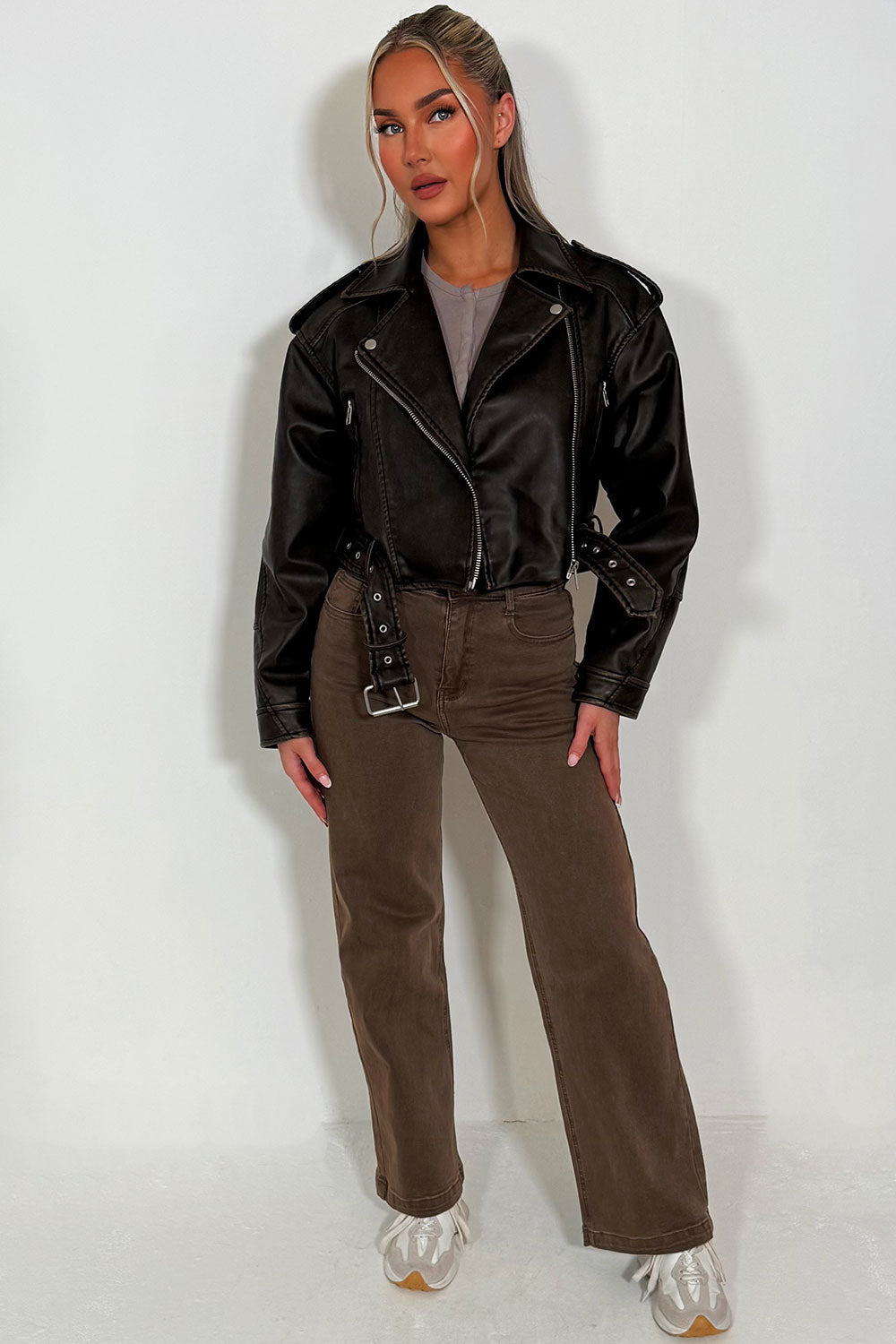 Brown Faux Leather Jacket