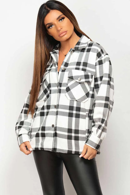 Oversized Shacket Shirt Black And White Check