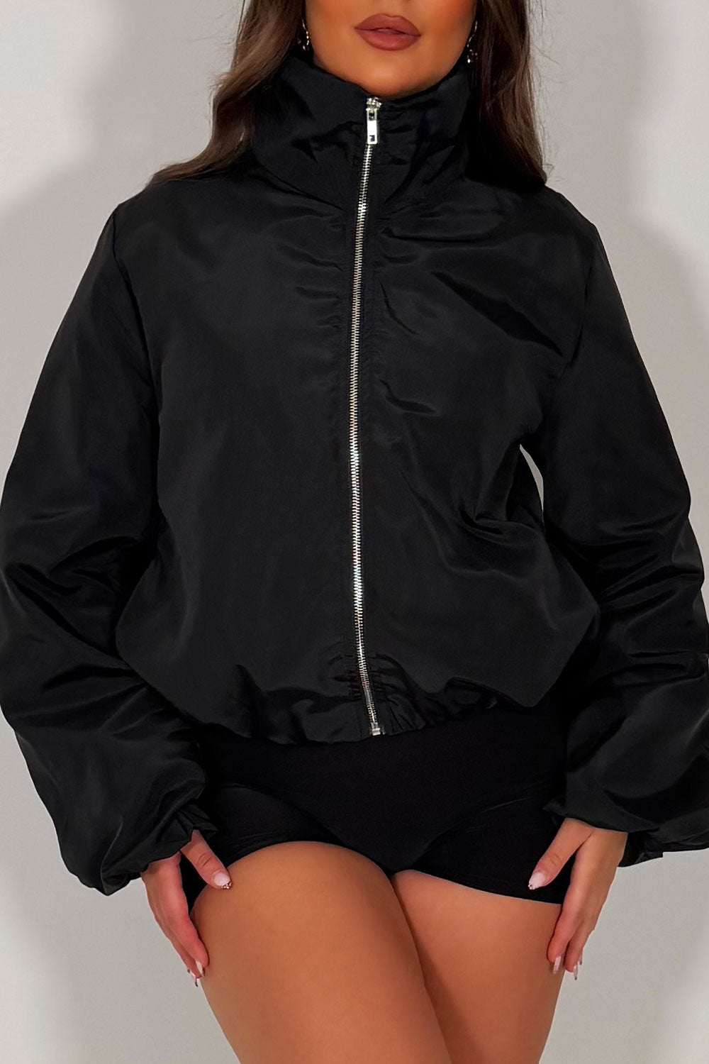 Festival Jacket Funnel Neck Windbreaker Black