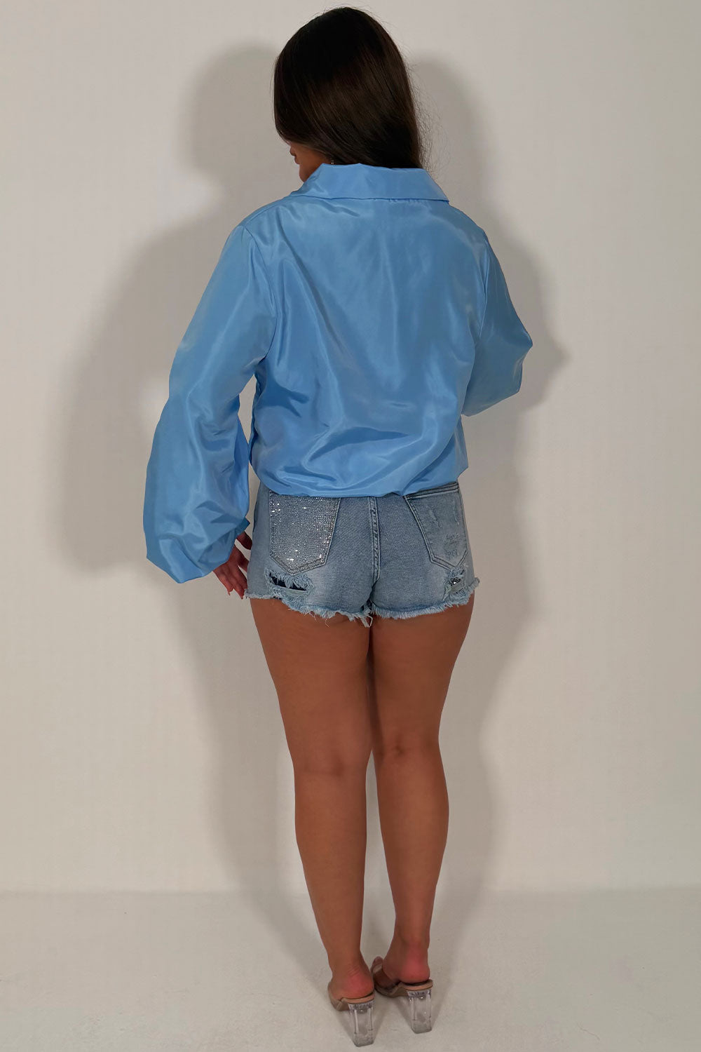 Festival Jacket Funnel Neck Windbreaker Sky Blue