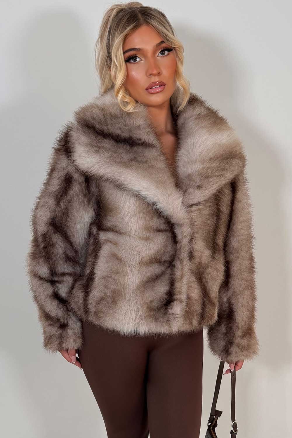 Faux Fur Coat Beige Colourway