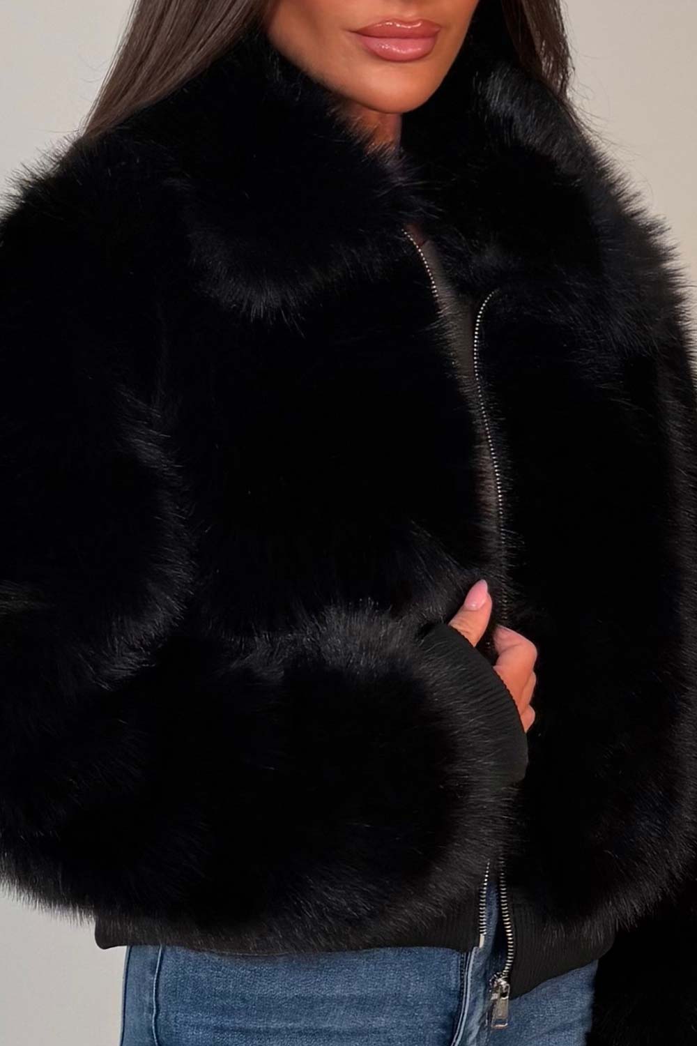 Black Faux Fur Jacket