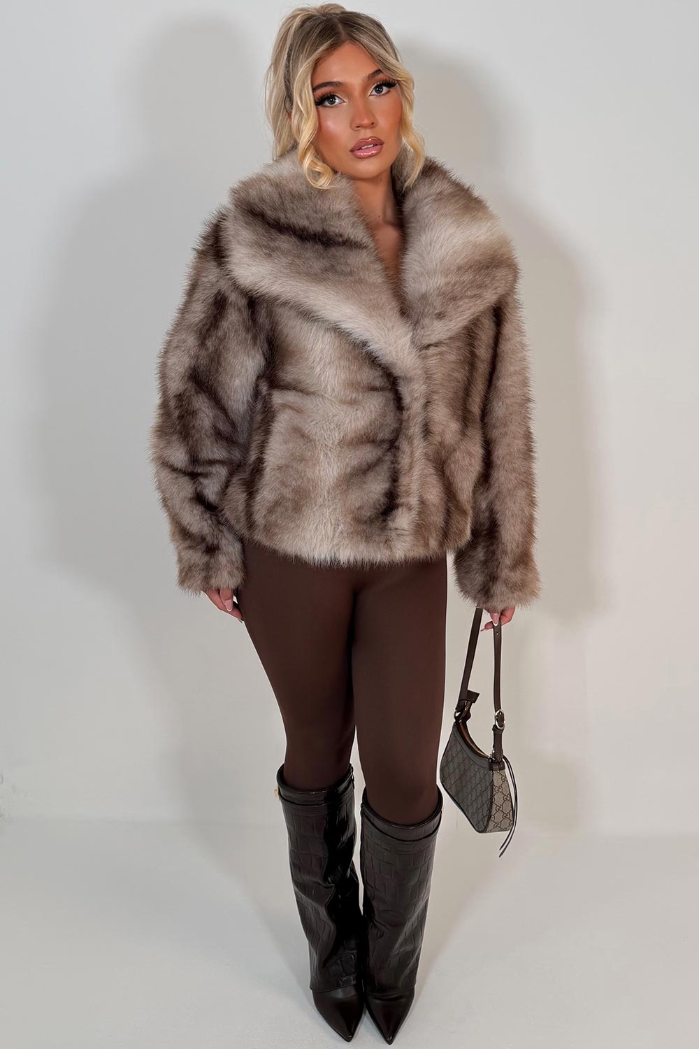 Faux Fur Coat Beige Colourway