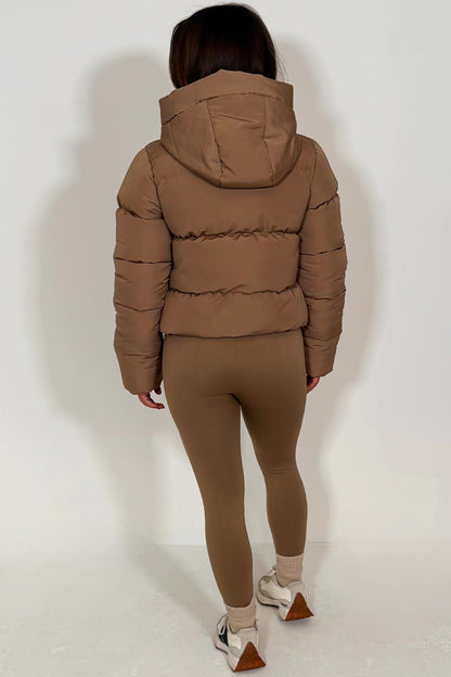 Hooded Puffer Jacket Beige