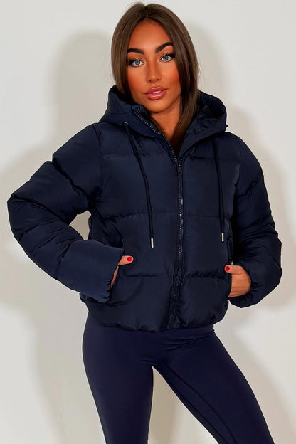 Navy Hooded Puffer Jacket