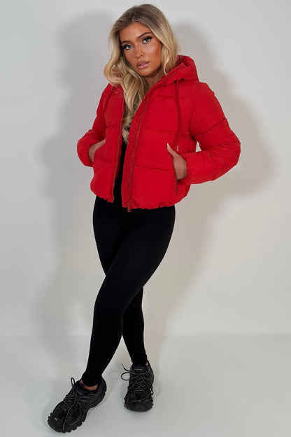 Hooded Puffer Jacket Red