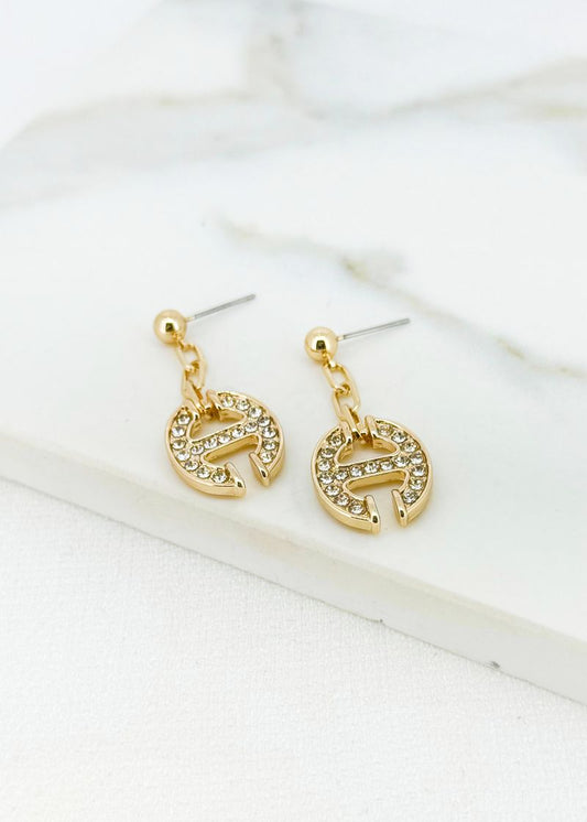Diamante Dangle Oval Earrings