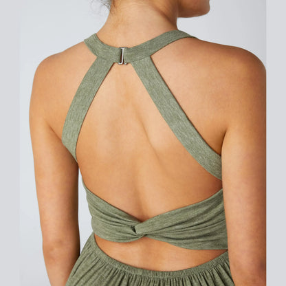 Backless Twisted Harem Casual Plus Size Jumpsuit with Side Pocket-Easy Peezy Edition