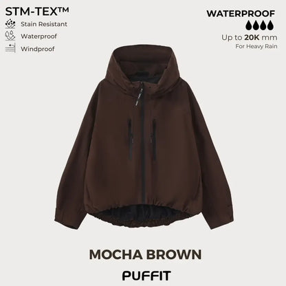 Short Oversized Rain Jacket With Bubble Hem,Loose Fit