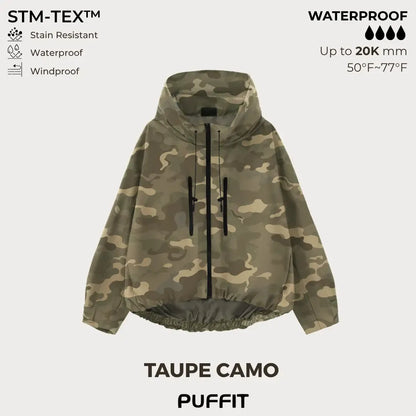 Short Oversized Rain Jacket With Bubble Hem,Loose Fit