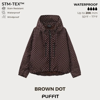 Short Oversized Rain Jacket With Bubble Hem,Loose Fit