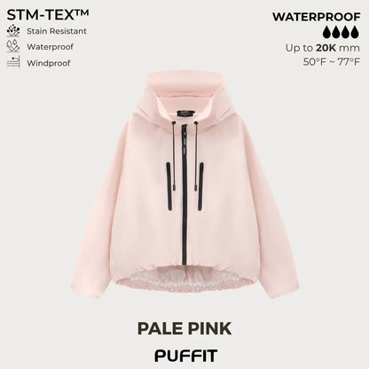 Short Oversized Rain Jacket With Bubble Hem,Loose Fit