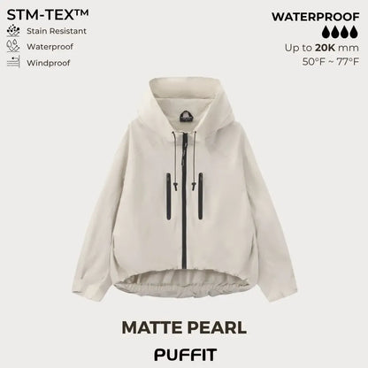 Short Oversized Rain Jacket With Bubble Hem,Loose Fit