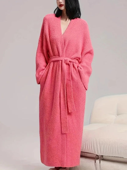 Women's Double-Sided Fleece Robe|Thickened Long Plush Casual Loungewear