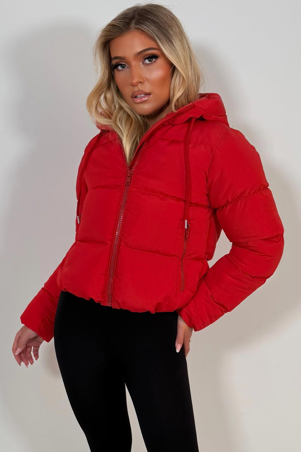 Hooded Puffer Jacket Red