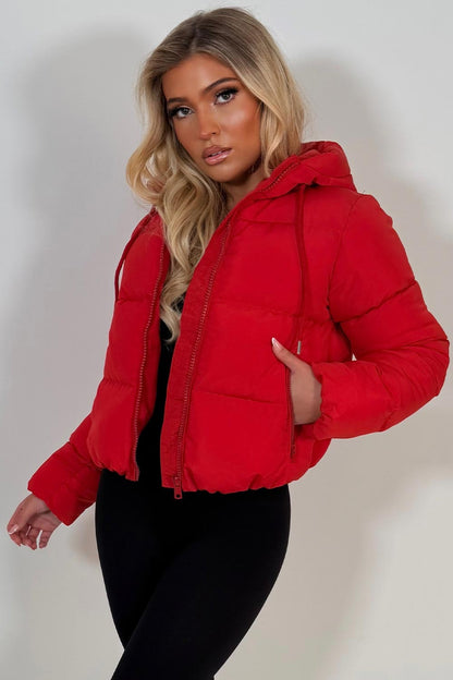 Hooded Puffer Jacket Red
