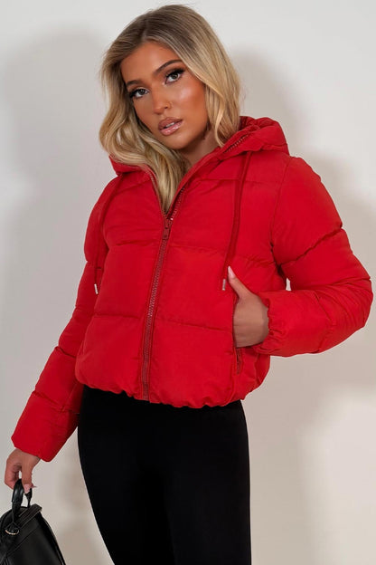 Hooded Puffer Jacket Red