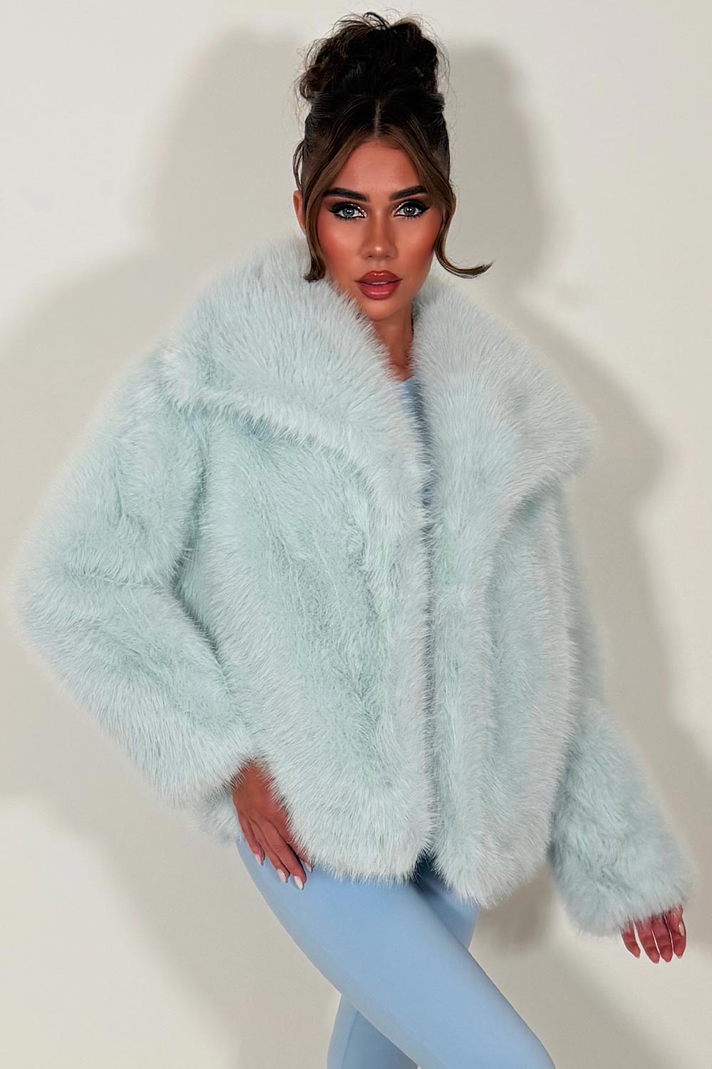 Faux Fur Jacket Baby Blue