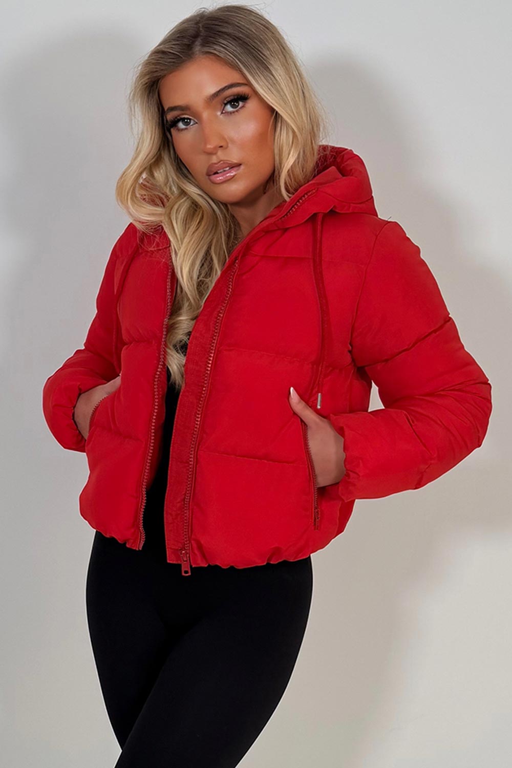 Hooded Puffer Jacket Red