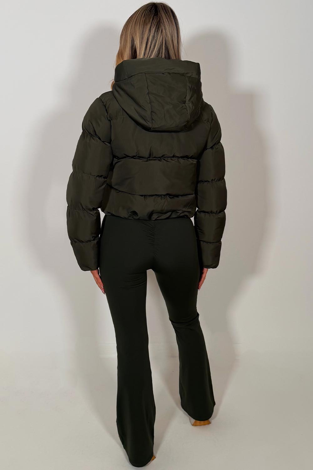 Hooded Puffer Jacket Khaki