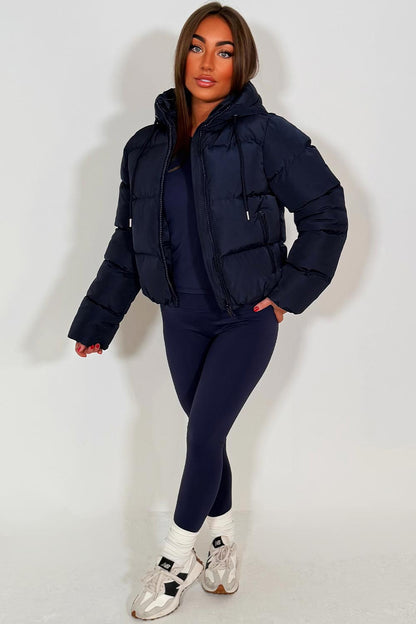 Navy Hooded Puffer Jacket