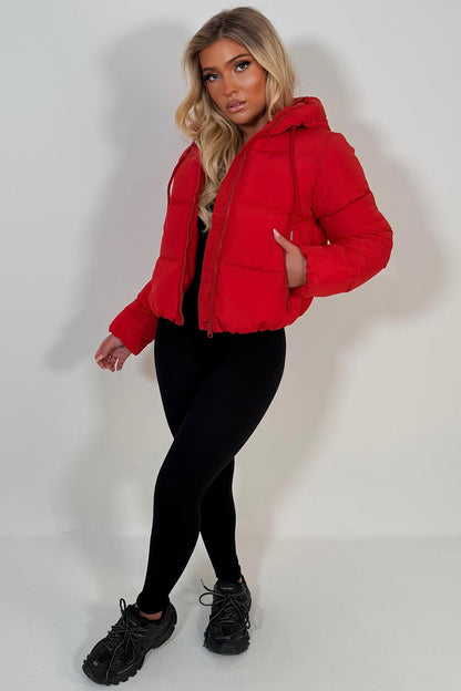 Hooded Puffer Jacket Red