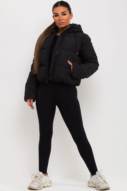 Hooded Puffer Jacket Black