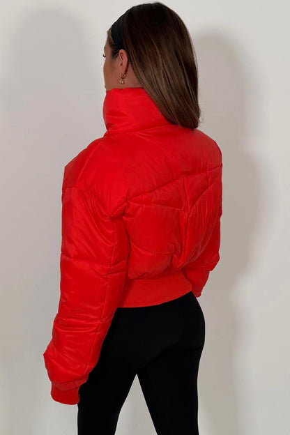 Cropped Puffer Jacket Red