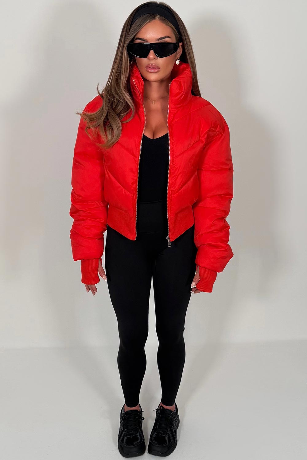 Cropped Puffer Jacket Red