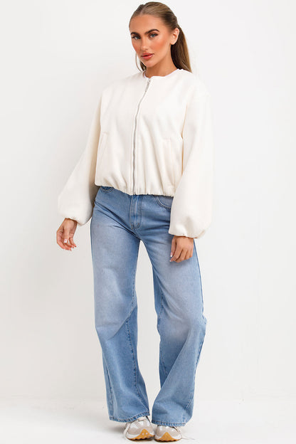 Soft Bomber Jacket Cream