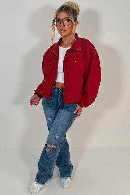 Funnel Neck Jacket Burgundy