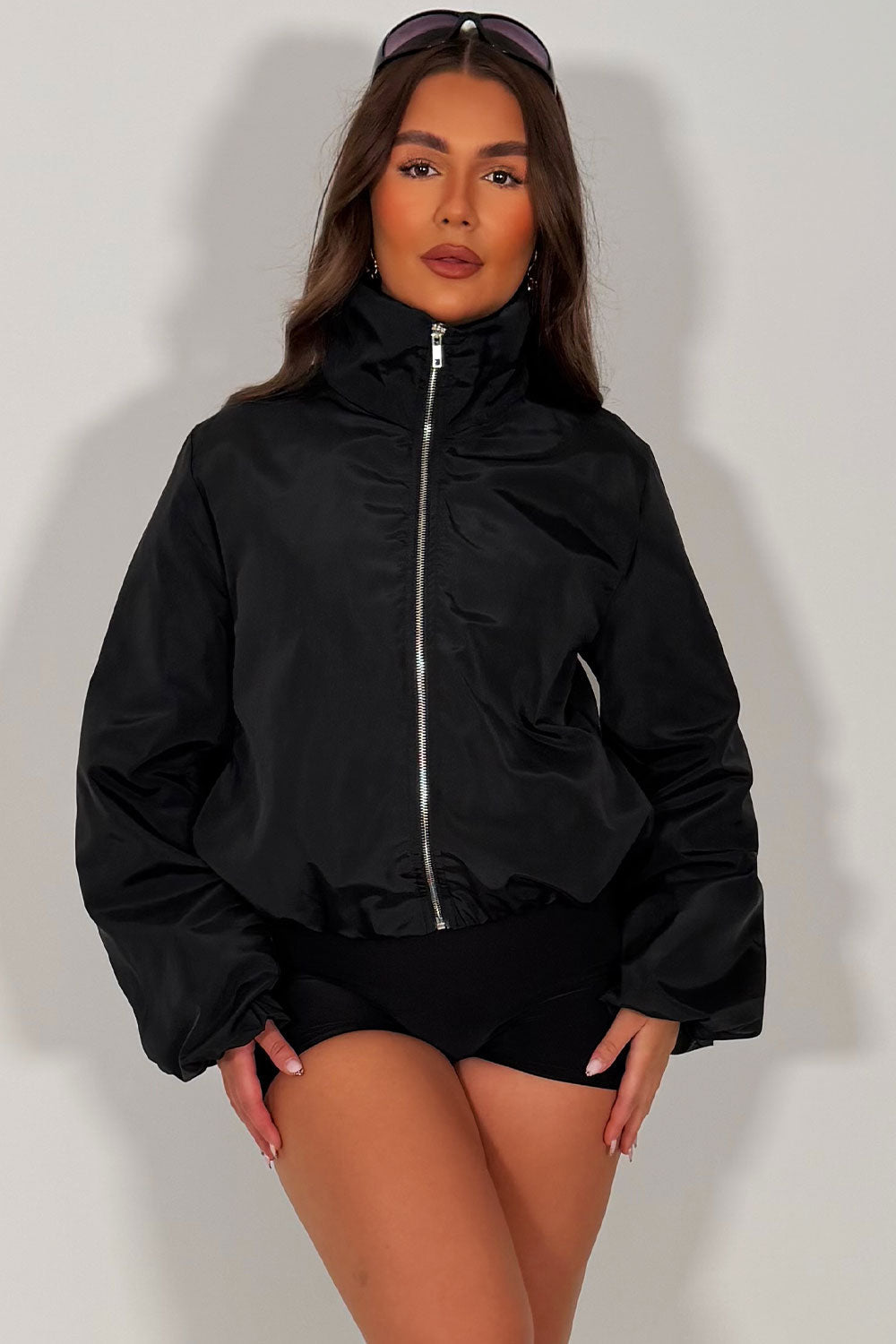 Festival Jacket Funnel Neck Windbreaker Black