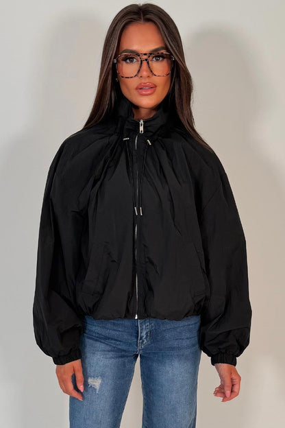 Black Funnel Neck Jacket