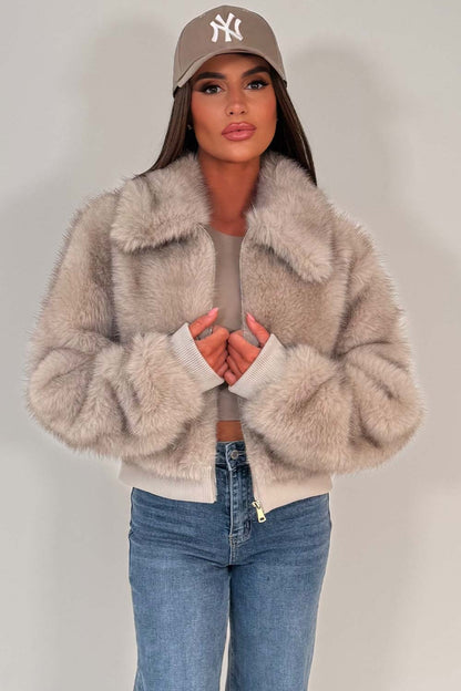 Faux Fur Jacket Beige