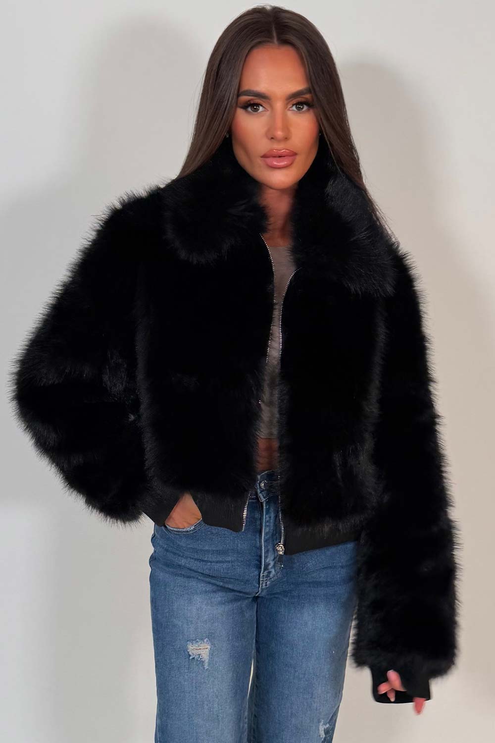 Black Faux Fur Jacket