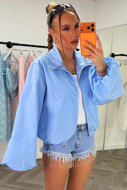 Funnel Neck Jacket Windbreaker Sky Blue