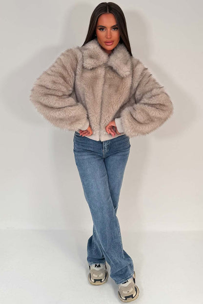 Faux Fur Jacket Beige