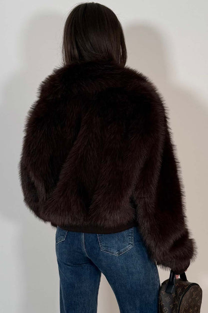 Faux Fur Jacket Brown