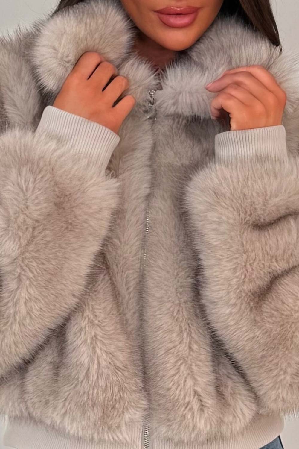 Faux Fur Jacket Beige